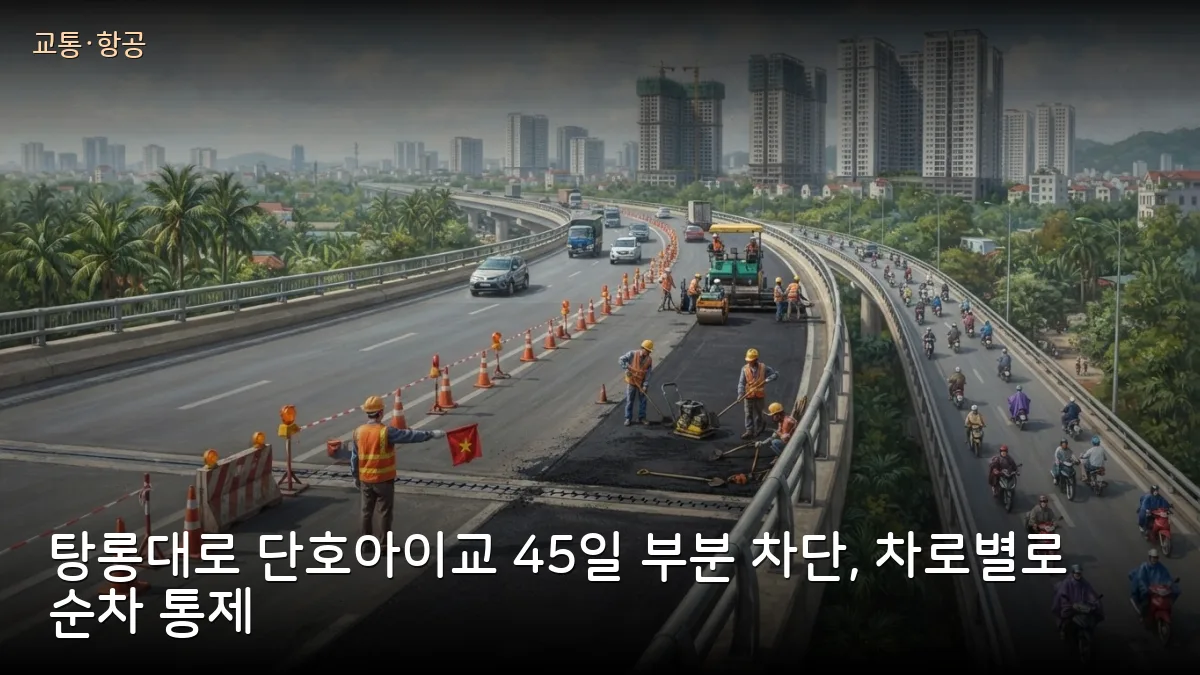 하노이 탕롱대로 단호아이교, 오늘부터 45일 부분 차단 — 호아락 방면 이용자 주의