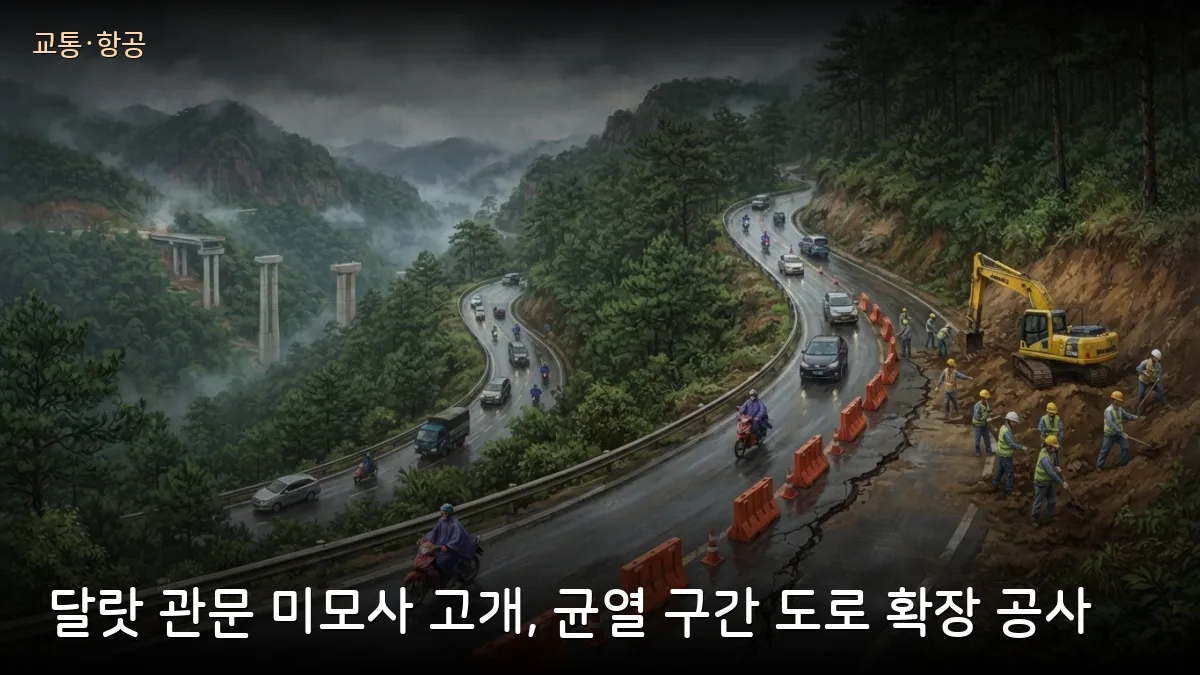 달랏 관문 미모사 고개 균열·침하로 도로 확장 공사, 육로 여행자 주의