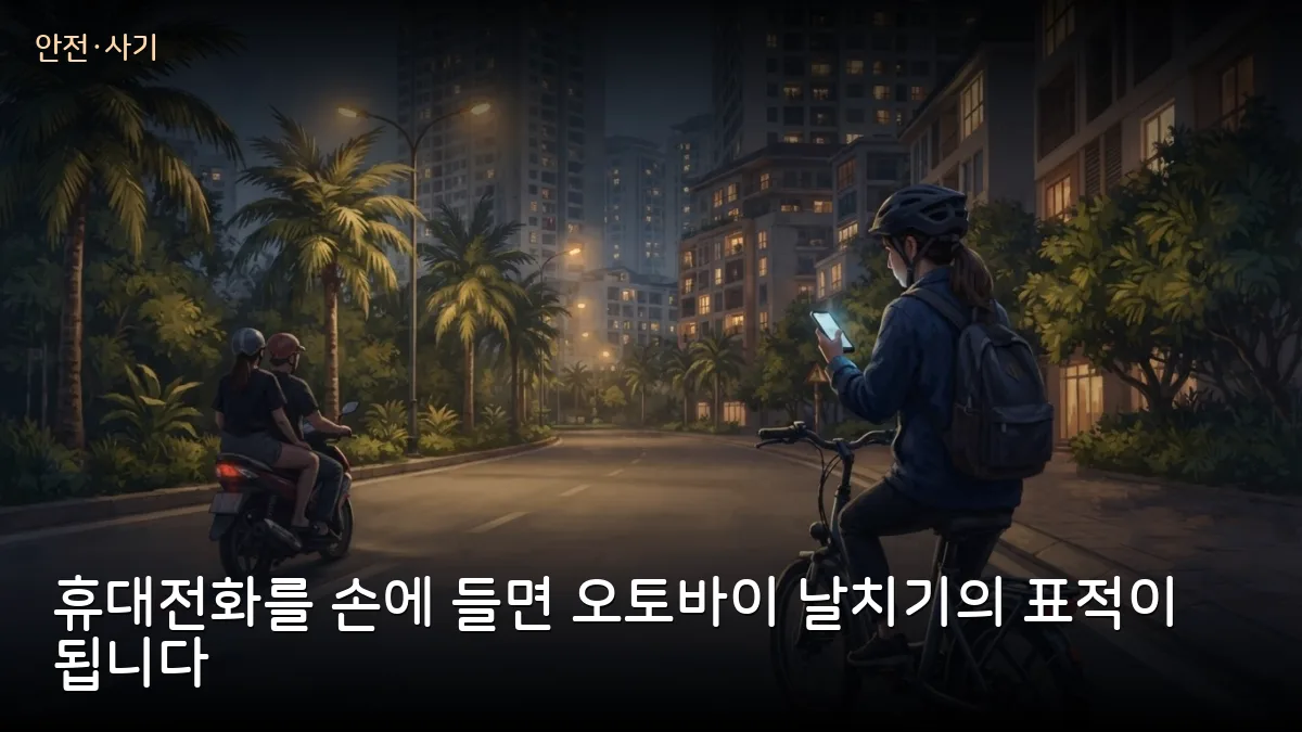 붕따우서 오토바이 날치기로 외국인 휴대전화 뺏은 17세 2명, 18시간 안에 검거