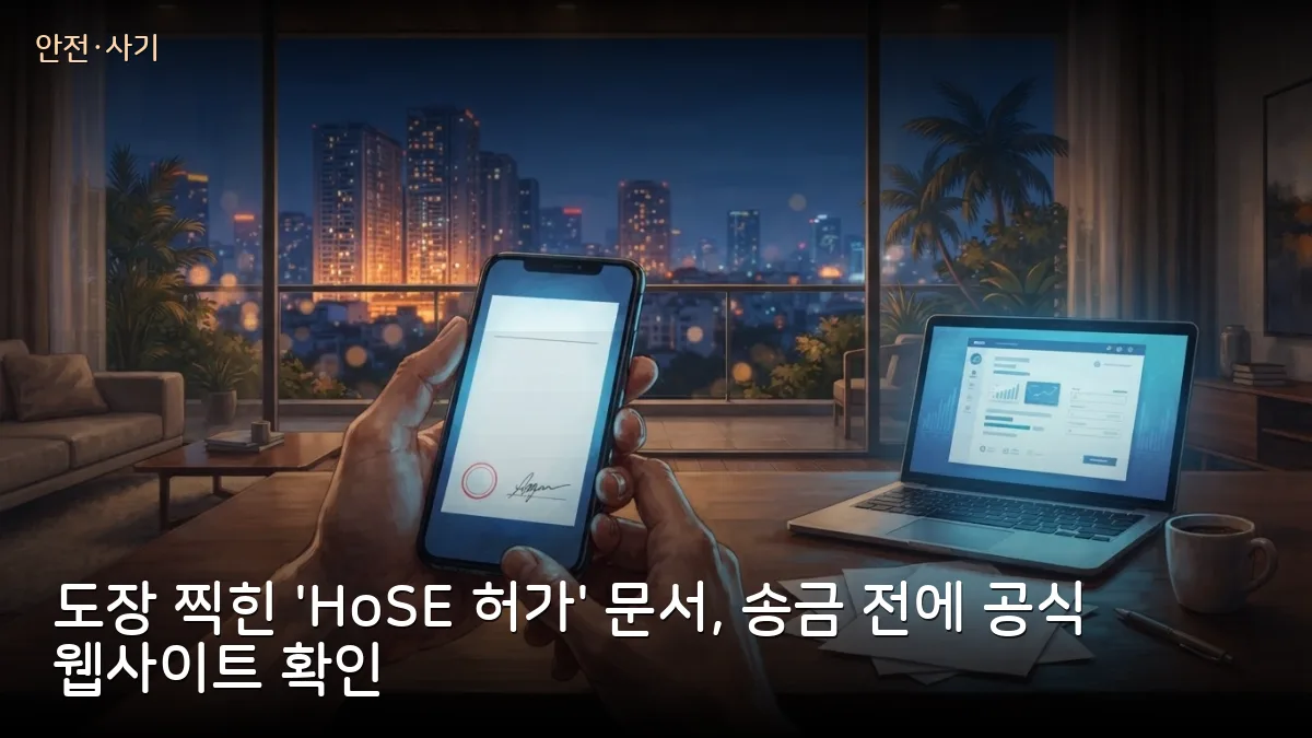 호찌민증권거래소(HoSE) 사칭 주의: 가짜 도장·서명 문서로 투자금 송금 유도, 투자자는 확인 필수