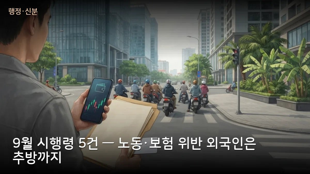 베트남 9월 새 시행령 — 노동·사회보험 위반 외국인은 추방, 암호자산 무허가 영업 최대 2억 동