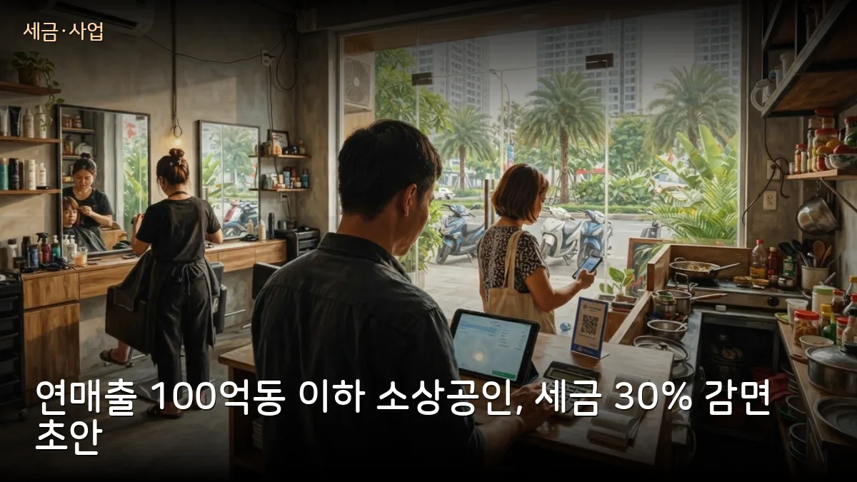 개인사업자·중소기업 30% 세금 감면 세부안 공개 — 연매출 100억동이 기준선입니다