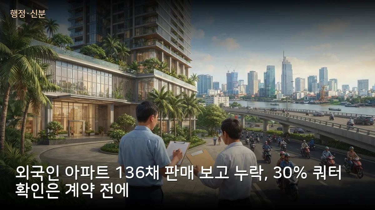 외국인에 아파트 136채 팔며 보고 누락 — 손낌랜드 제재, 계약 전 30% 쿼터 확인해야