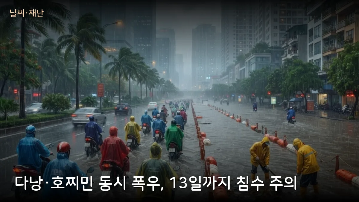 다낭·호찌민 동시 폭우 경보, 13일까지 — 다낭 11개 침수 구간·호찌민 만조 겹칩니다