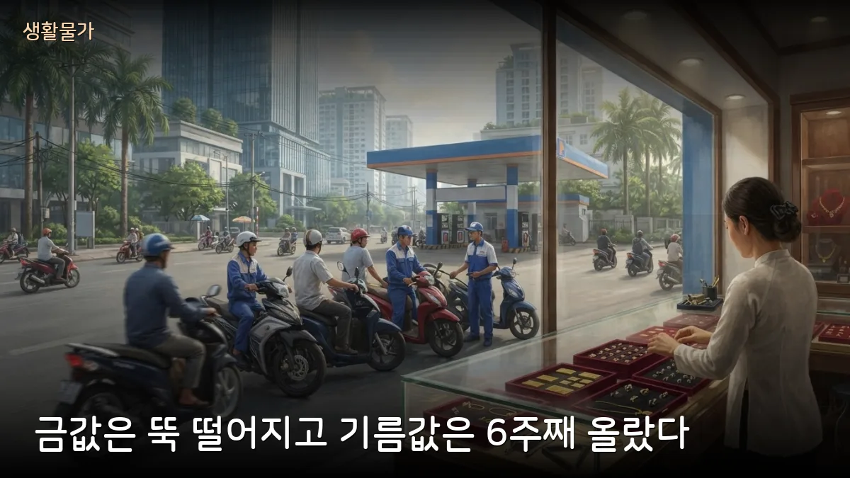 금 1냥 160만동 급락해 1억4,500만동, 기름값은 6주째 상승 — 교민 생활비 두 갈래