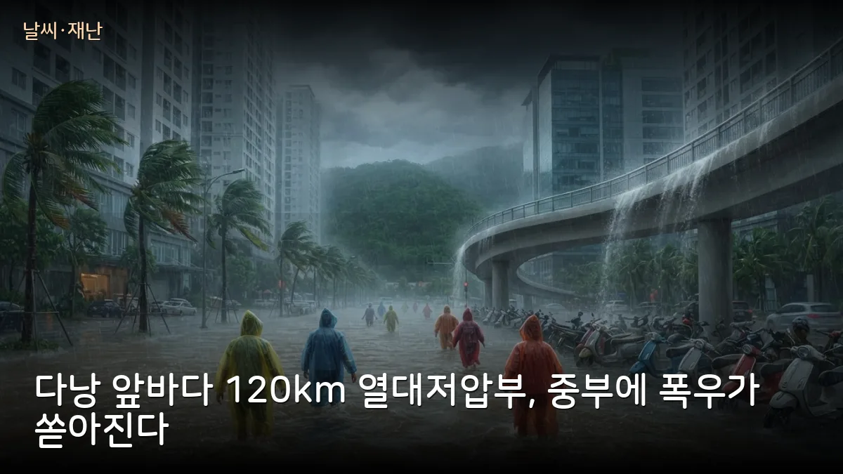 다낭 앞바다 120km 열대저압부 — 후에 527mm 폭우, 중부 산사태·돌발홍수 경보