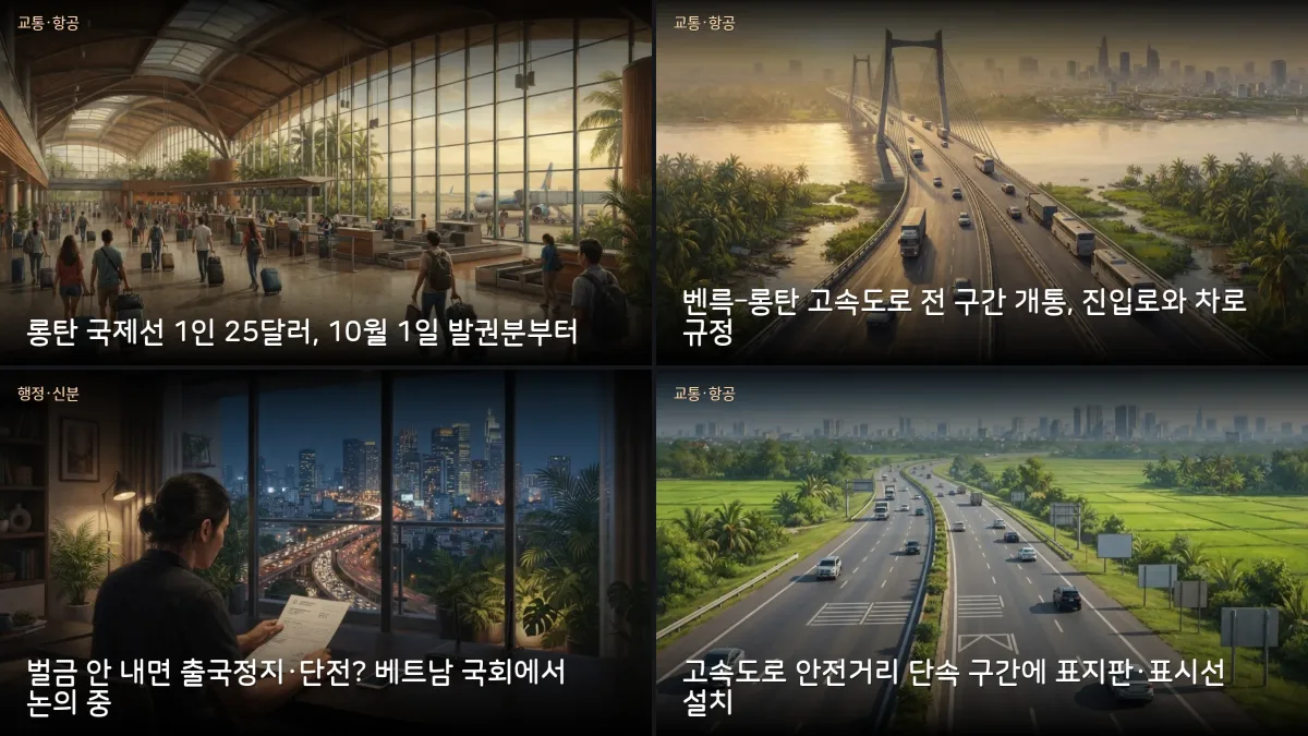 9월 29-30일 베트남 소식 — 롱탄공항 요금 25달러·벌금 미납 출국정지 논의
