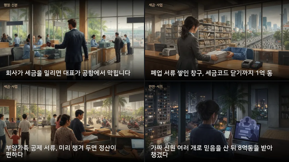 9월 4-5일 베트남 — 세금 체납에 대표 출국정지, 사회보험 체납은 공안 수사로