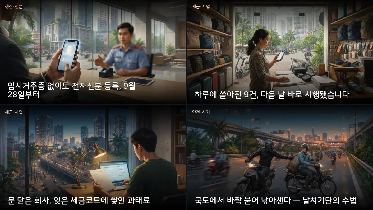외국인 전자신분 등록 완화(9/28 시행)·중부 집중호우·다낭 버스 강도