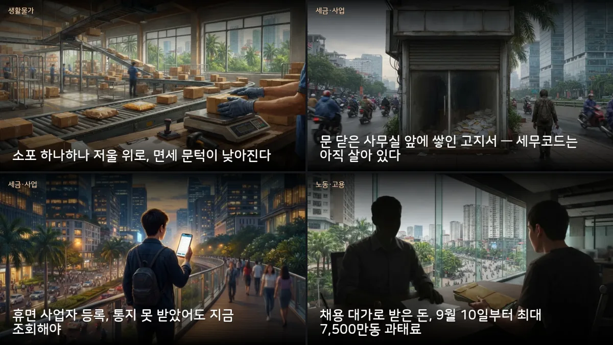 9월 8-9일 베트남 — 10일 시행 노동 시행령, 직구 면세 10만동, 칸호아 폭우