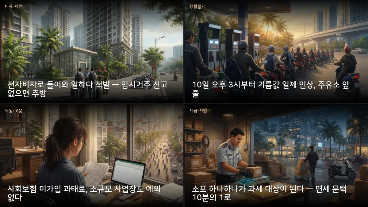 9월 10-11일 베트남 — 한국인 6명 추방, 사회보험 과태료 1억 5천만 동, 기름값 인상