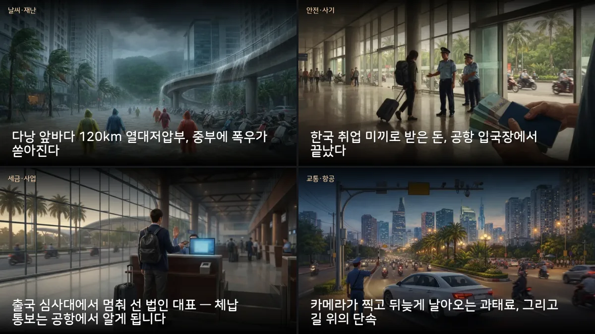 중부 폭우·산사태 경보, 법인 대표 출국정지 확대 — 9월 12-13일 베트남