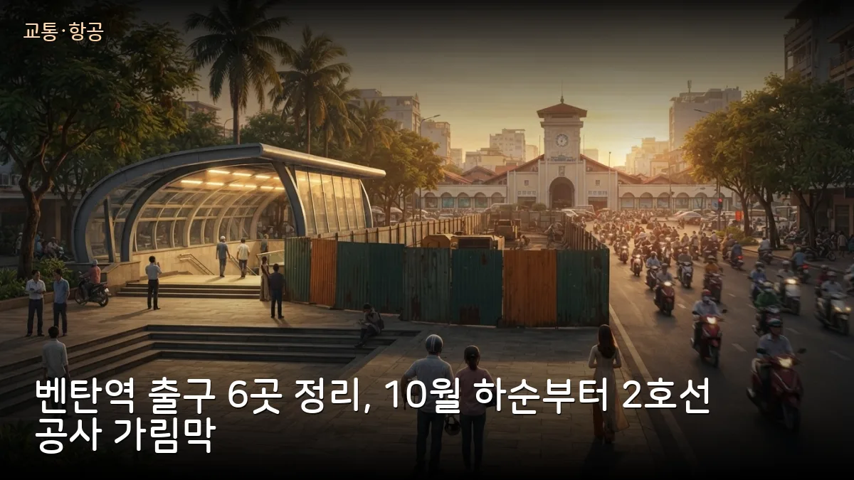 벤탄역 출구 1~6번 어디로 나가나, 10월 하순부터 메트로 2호선 공사 가림막도