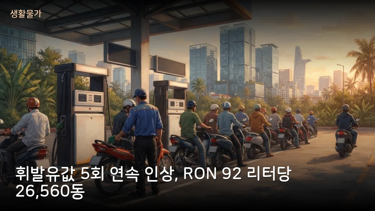 베트남 휘발유값 9월 이후 5회 연속 인상, 오토바이·차량 이용 교민 부담 커져