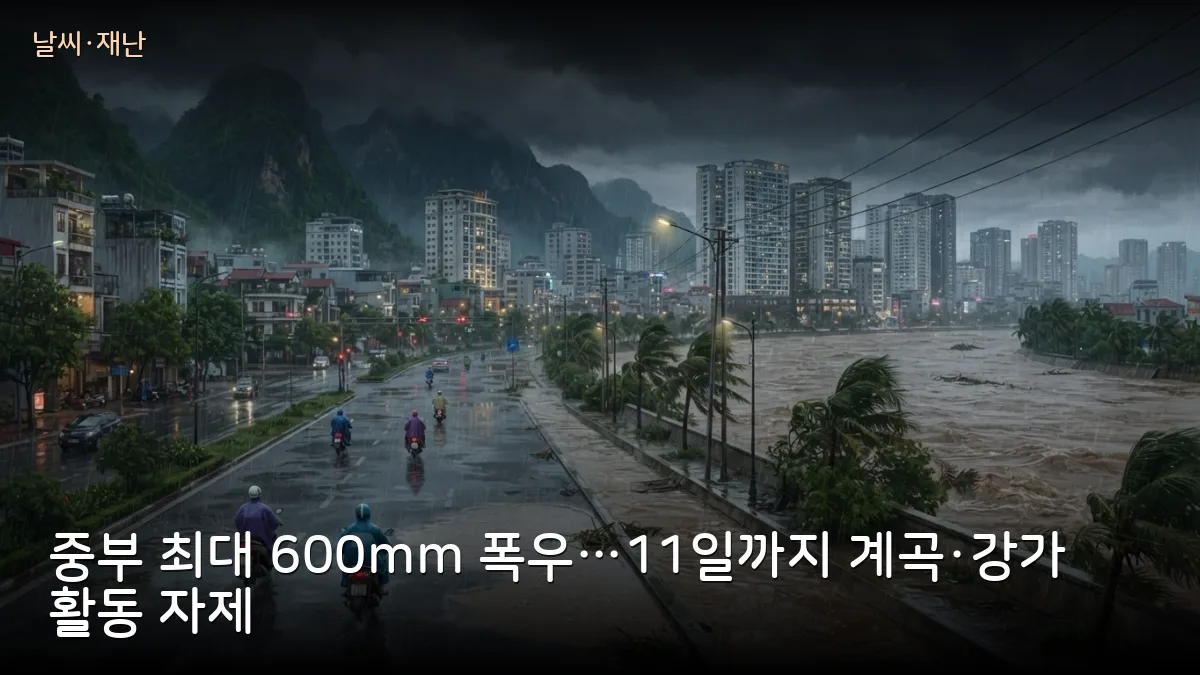 하띤~다낭 중부 4일간 최대 600mm 폭우 예보…다낭·후에 여행자 일정 점검 필요