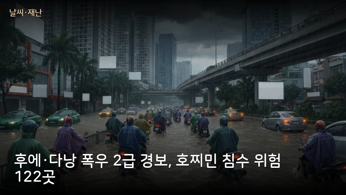 후에·다낭 폭우 재난위험 2급, 호찌민은 침수 위험 122곳 경보…중부·남부 이동 시 주의