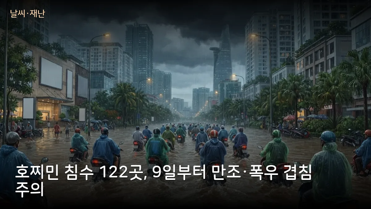 호찌민 침수 지점 122곳 발표, 9일부터 만조·폭우 겹쳐 침수 심화 경보