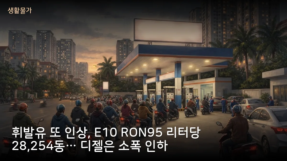 베트남 휘발유 또 인상, E10 RON95 리터당 28,254동… 디젤은 소폭 인하