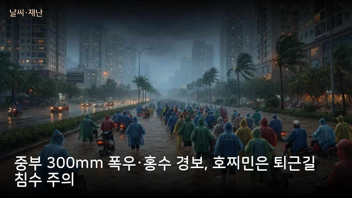 꽝찌~꽝응아이 300mm 폭우·홍수 경보, 호찌민도 퇴근길 침수 주의… 중부·남부 이동 여행자 유의
