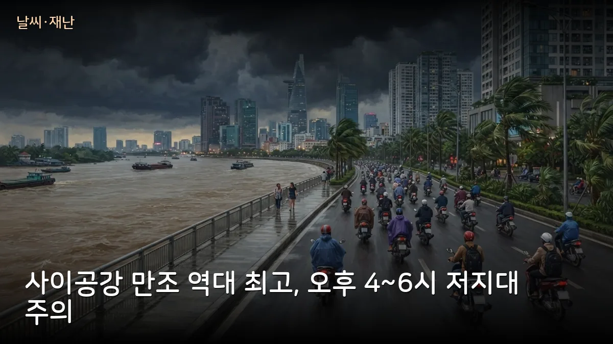사이공강 만조 수위 역대 최고 경신, 12일까지 정점 예보…호찌민 저지대 오후 4~6시 이동 주의