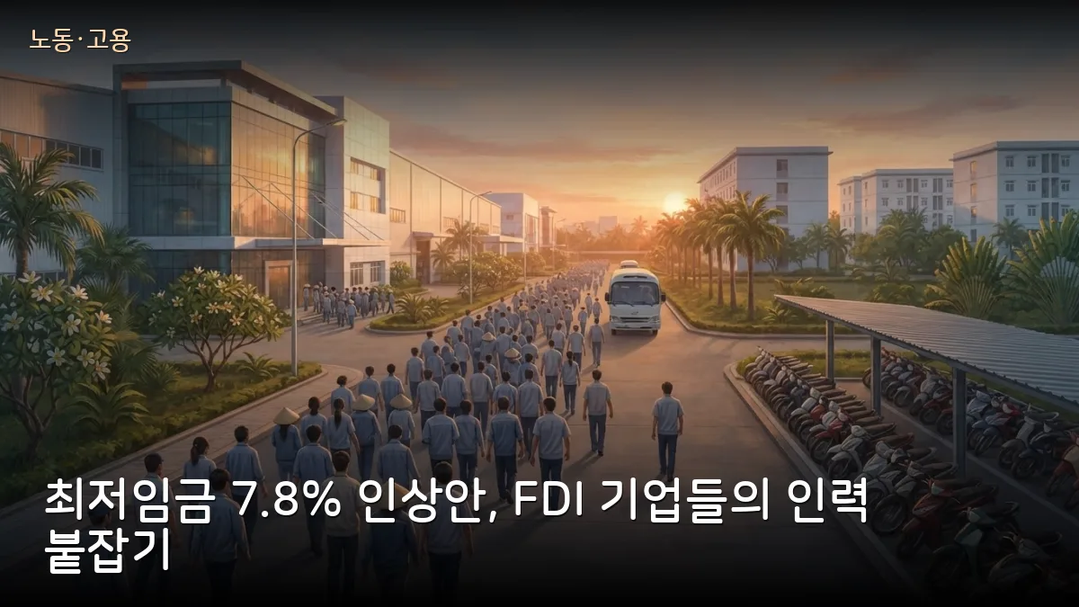 베트남 FDI 기업들, 임금 인상·근무시간 단축·복지로 인력 붙잡기…2027년 최저임금 7.8% 인상안