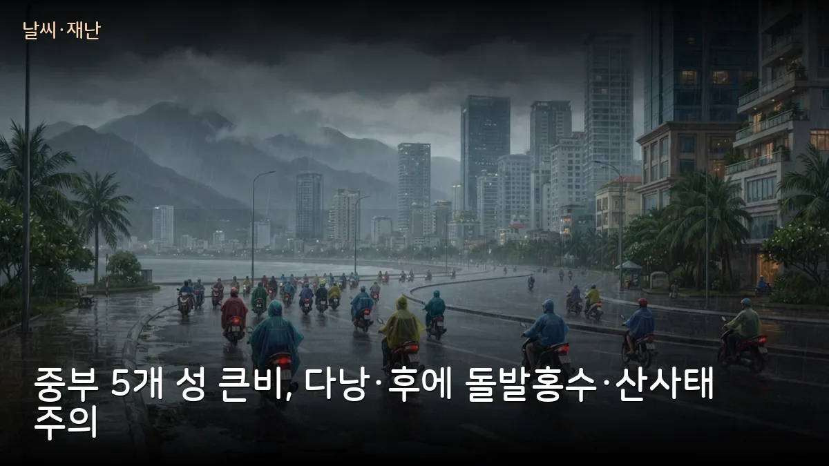 중부 5개 성 큰비 계속, 다낭·후에 일대 돌발홍수·산사태 위험…중부 여행·교민 일정 점검 필요