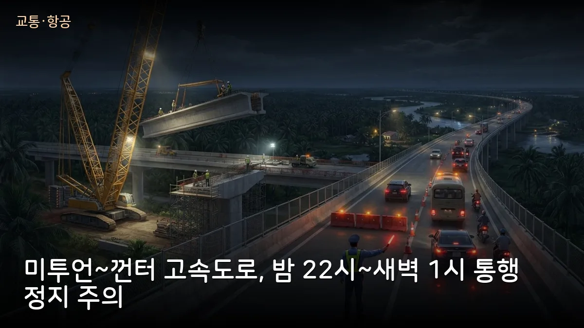 미투언~껀터 고속도로, 10월 16일부터 밤 22시~새벽 1시 일시 통행 정지 가능