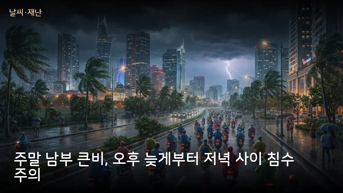 이번 주말 호찌민·남부·럼동 큰비, 오후 늦게부터 저녁 사이 침수 주의