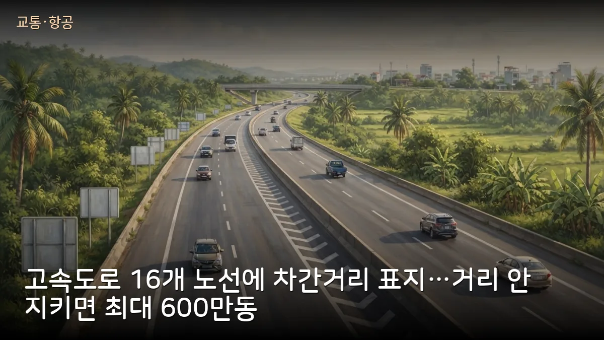 베트남 고속도로 16개 노선 77곳에 차간거리 표지 설치 추진…고속도로 이용자 해당