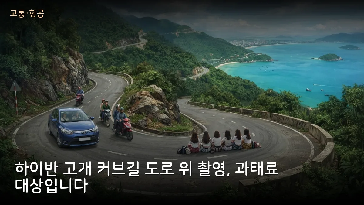 다낭 하이반 고개 커브길 도로 위 사진 촬영, 여성 6명 과태료 150만 동