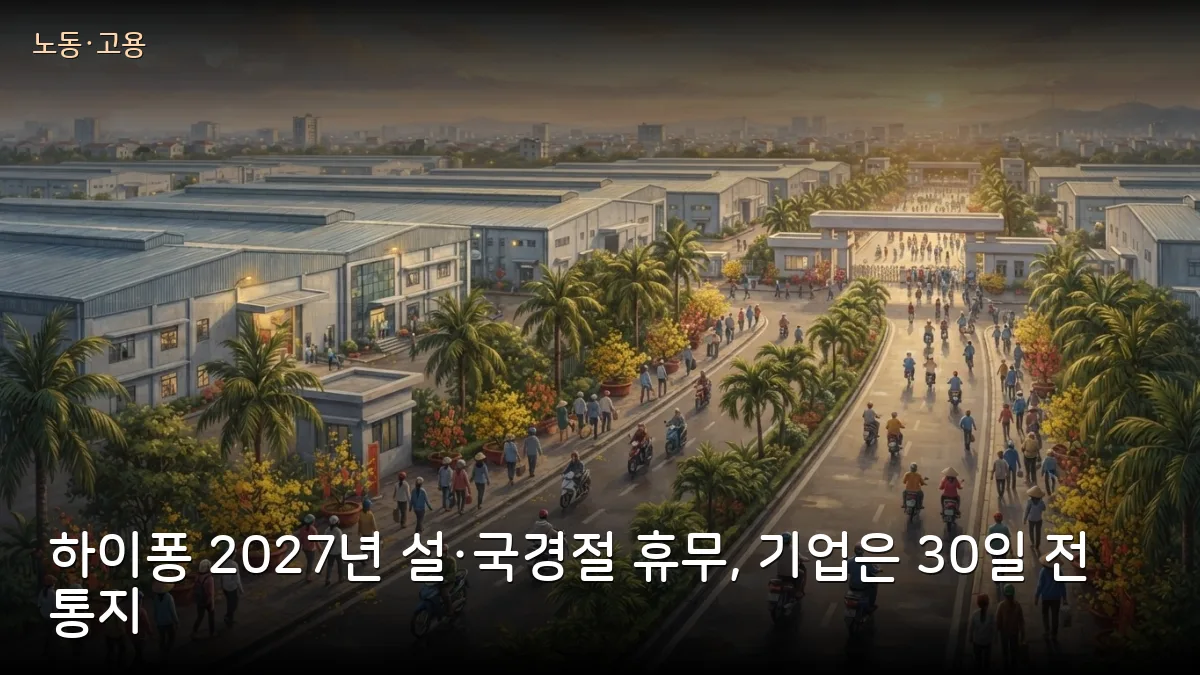 하이퐁시 2027년 설·국경절 휴무 발표, 공단 기업은 3가지 방식 중 선택