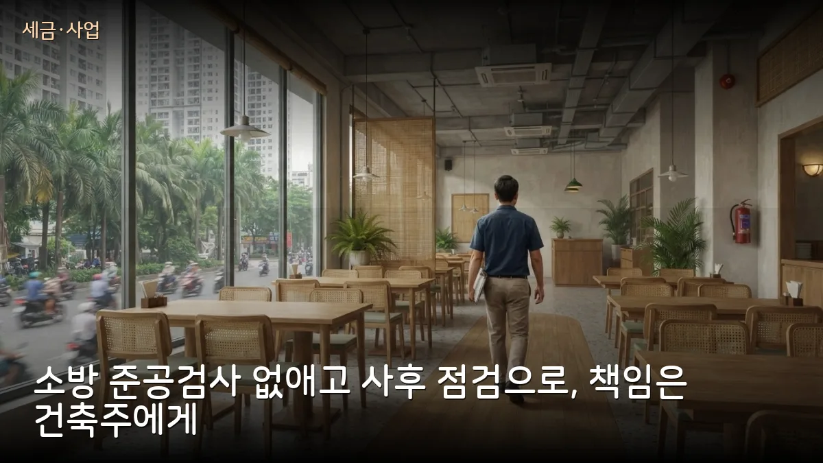 소방 준공검사 폐지 제안: 건물을 쓰기 전 검사 대신 사후 점검으로, 교민 사업자 개업 절차 변화