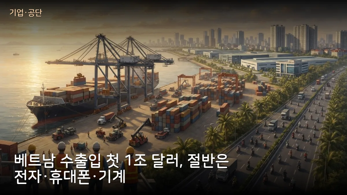 베트남 수출입 10개월 만에 1조 달러 돌파, 전자·휴대폰·기계가 절반 넘게 차지해 제조·무역 기업이 볼 대목