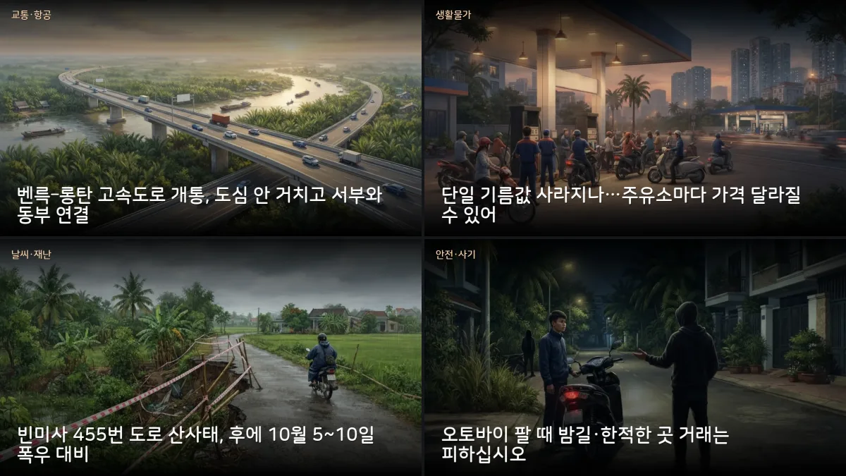 10월 2-3일 베트남 소식 — 후에 폭우 경보, 벤륵–롱탄 고속도로 개통
