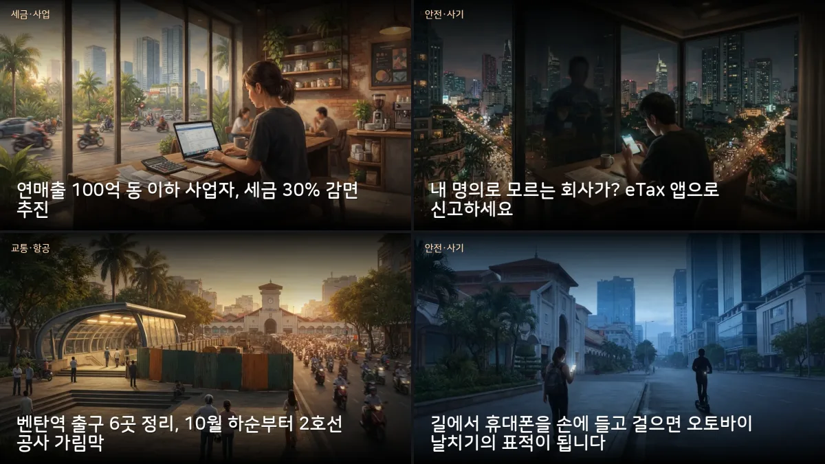 10월 3-4일 베트남 소식 — 휘발유값 5회 연속 인상, 소규모 사업자 세금 30% 감면 추진
