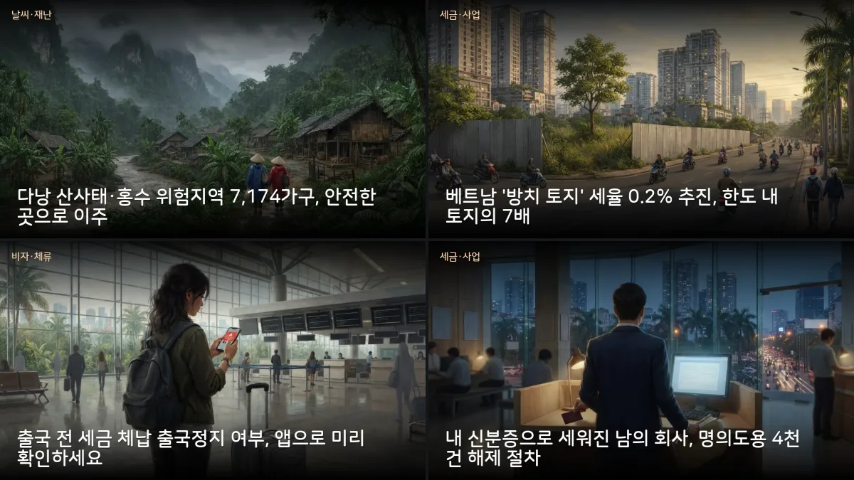 10월 6-7일 베트남 소식 — 중부 600mm 폭우·출국정지 사전조회·신분증 거래 주의