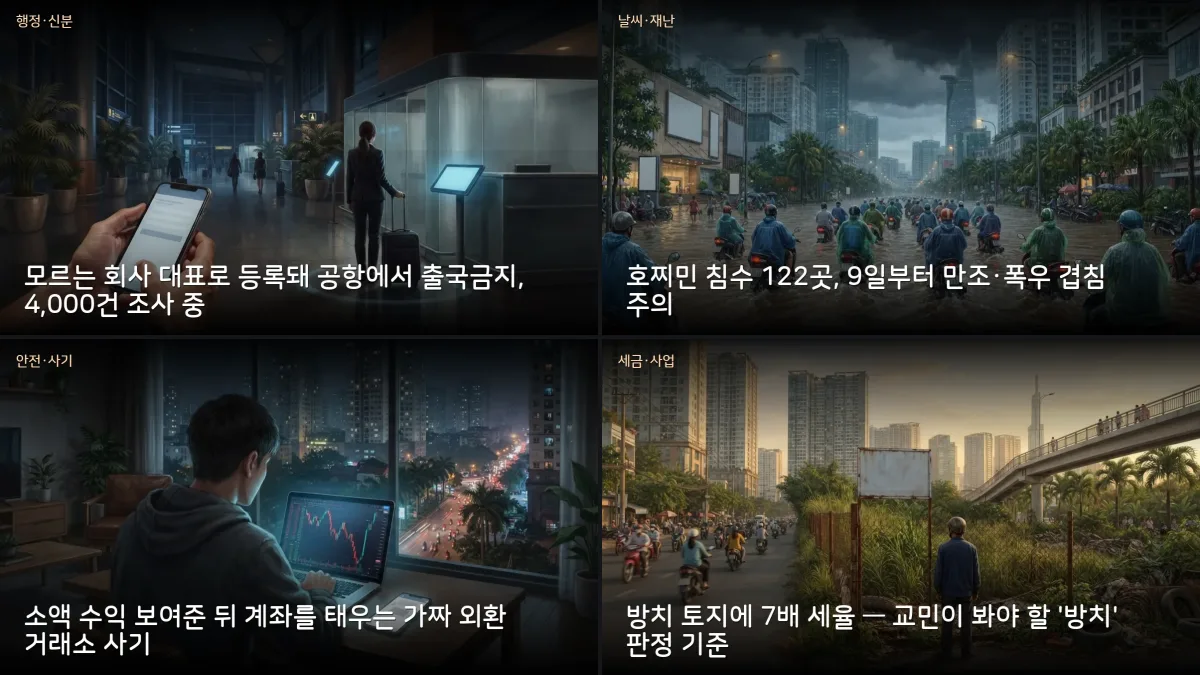 10월 7-8일 베트남 소식 — 호찌민 침수 122곳 경보·명의도용 출국금지 4,000건 조사