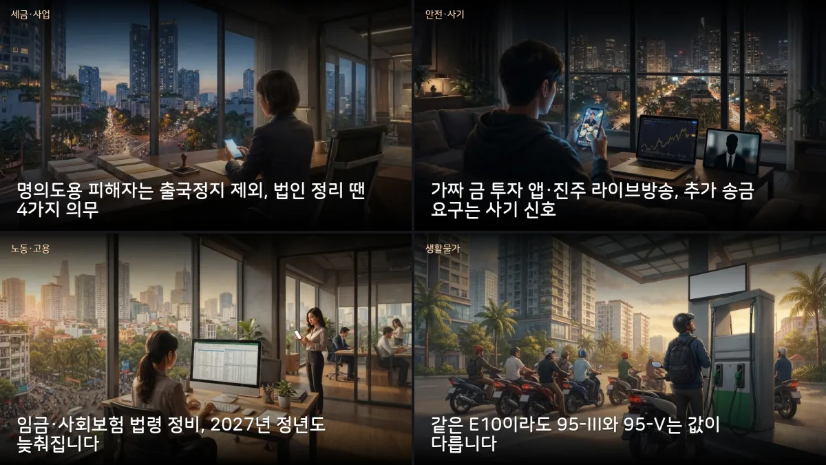 10월 9-10일 베트남 소식 — 체납 출국정지 예외, 2027년 정년 상향, 휘발윳값 상승