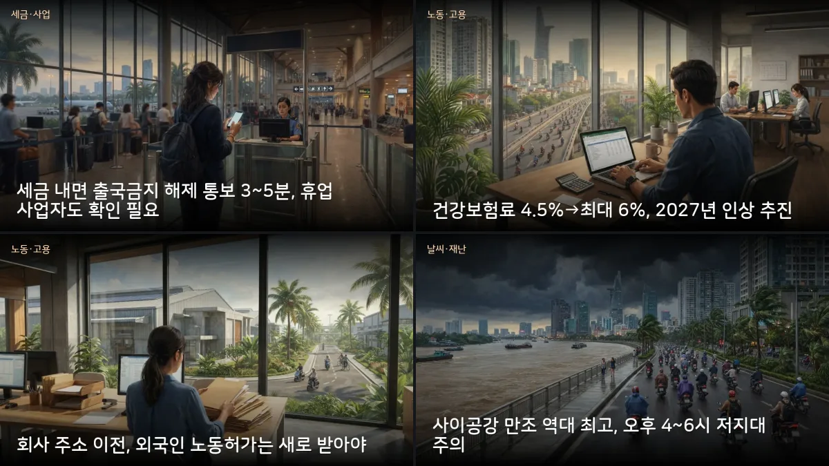 10월 11-12일 베트남 소식 — 사이공강 만조 역대 최고·체납세금 출국금지·노동허가 신규발급