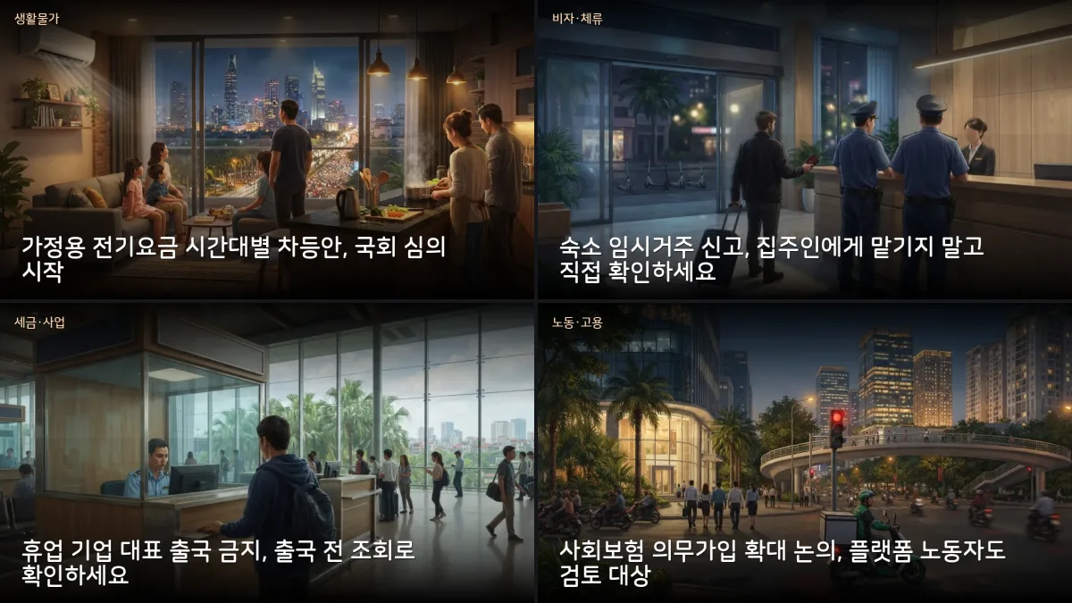 10월 20-21일 베트남 소식 — 외국인 임시거주 신고 단속, 후에 기업 대표 출국금지, 전기요금 개정안
