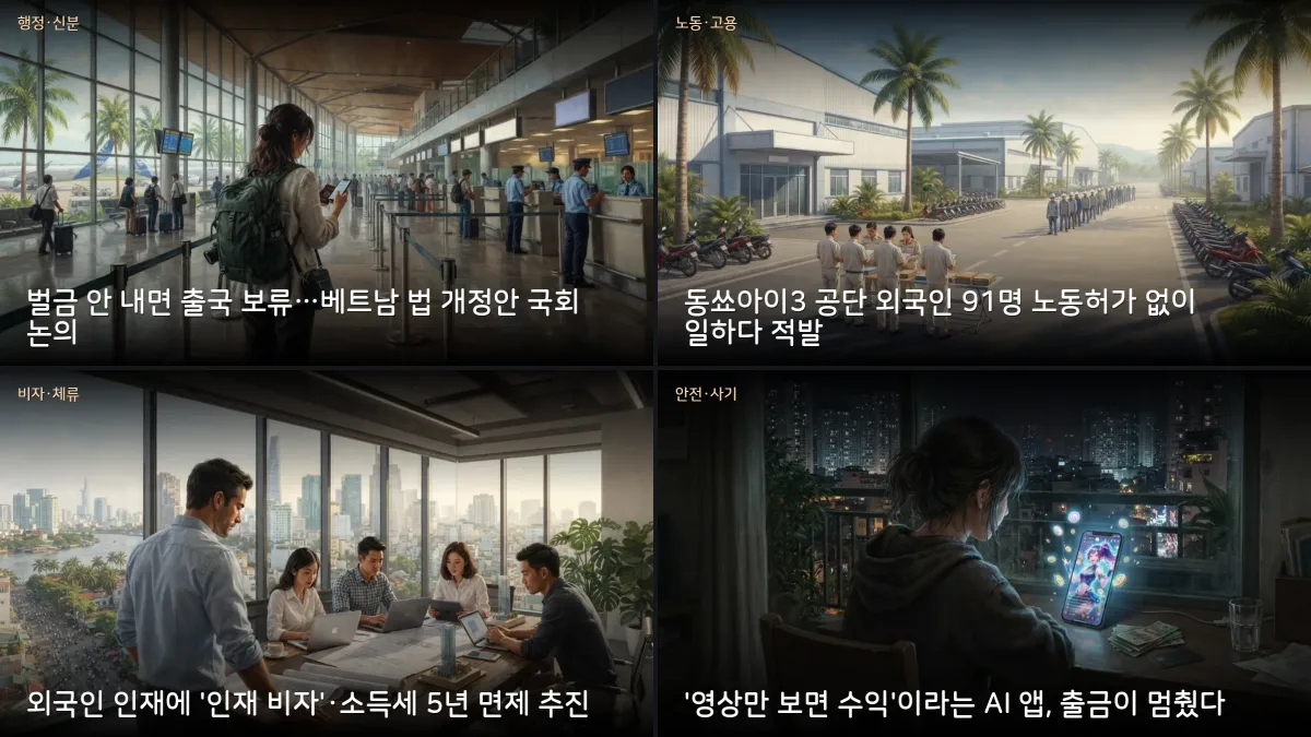 10월 25-26일 베트남 소식 — 무허가 외국인 노동자 91명 적발·벌금 미납 시 출국 보류 법안 논의