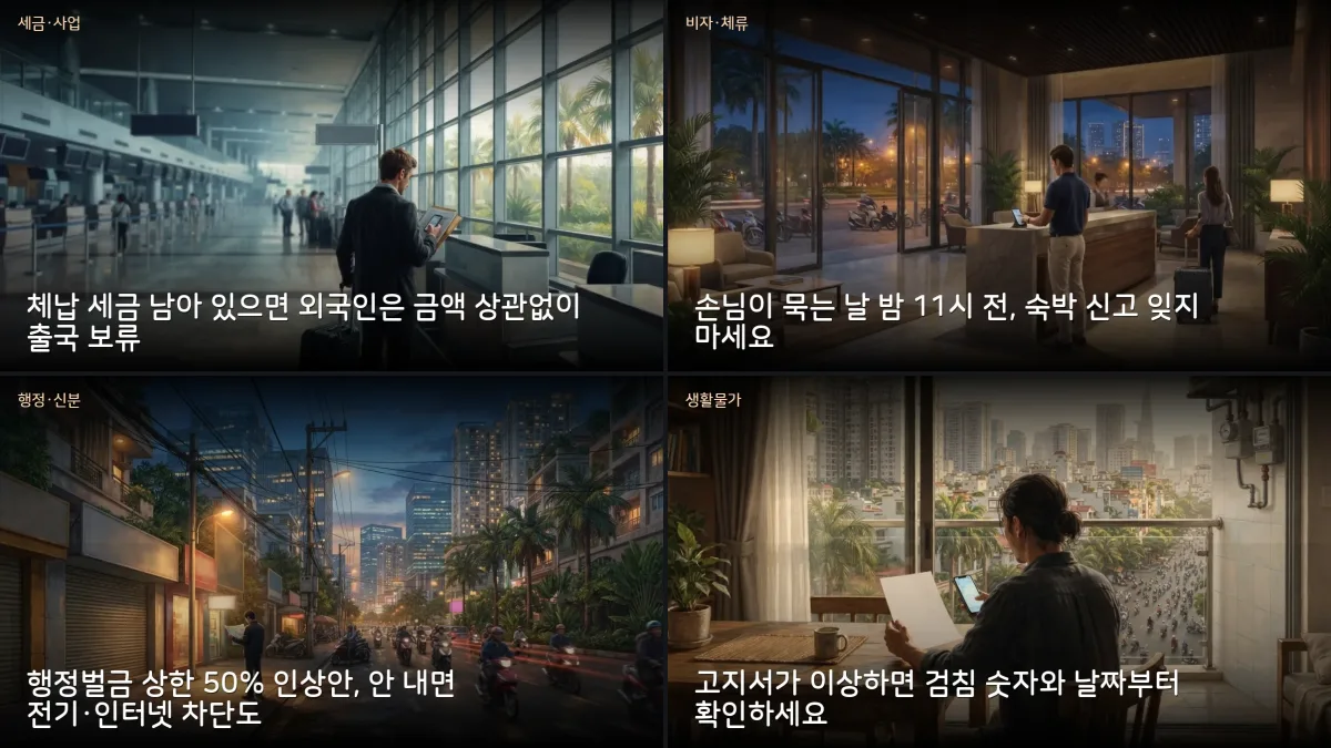 10월 26-27일 베트남 소식 — 세금 체납 출국정지·숙박 신고·벌금 상한 인상안