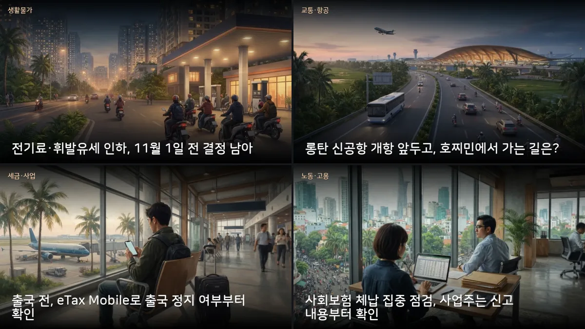 10월 27-28일 베트남 소식 — 전기요금 인하·휘발유 세금 0% 검토, 신분 도용 4천 명