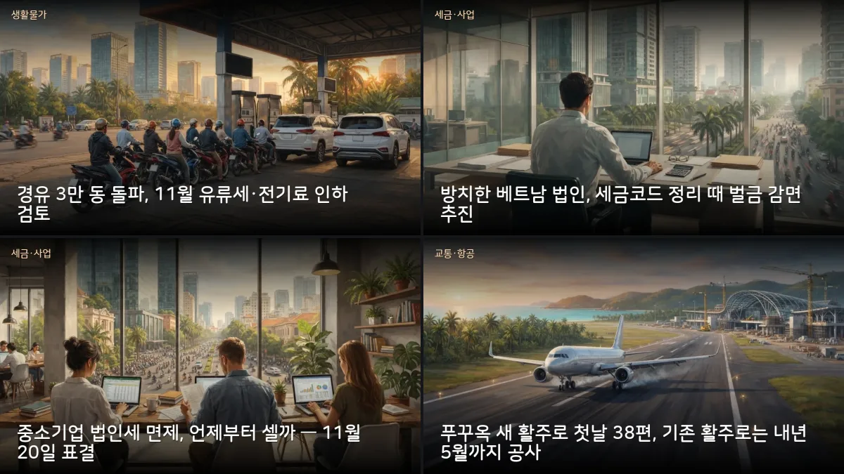 10월 29-30일 베트남 소식 — 경유 3만 동 돌파·다낭 사기 세탁망·푸꾸옥 활주로 1개